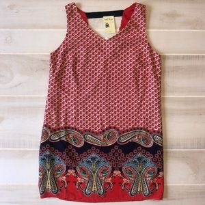 NWT Pink Owl Paisley Dress | Red V Neck